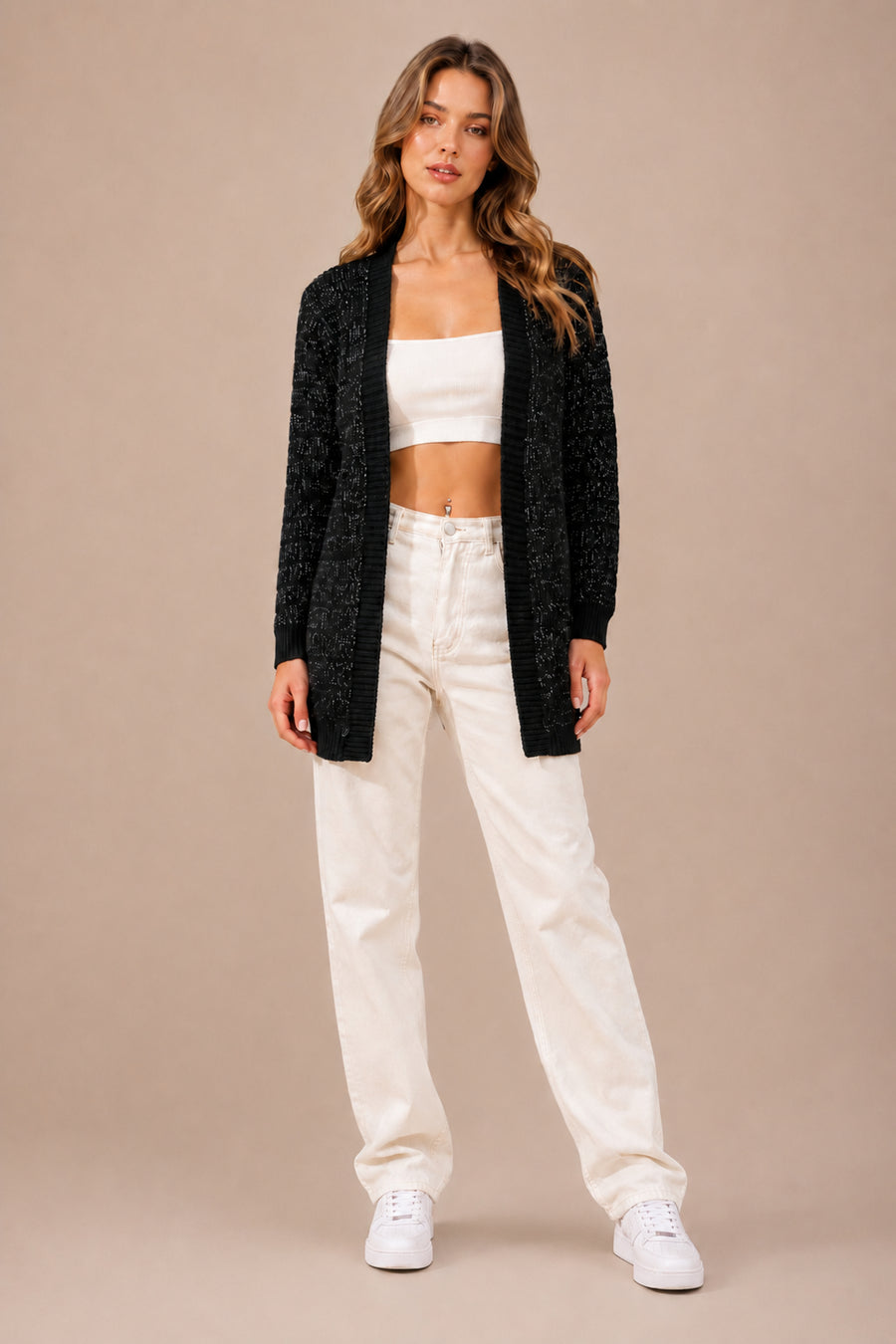 Open Front Longline Knitted Cardigan Relaxed Everyday Layer
