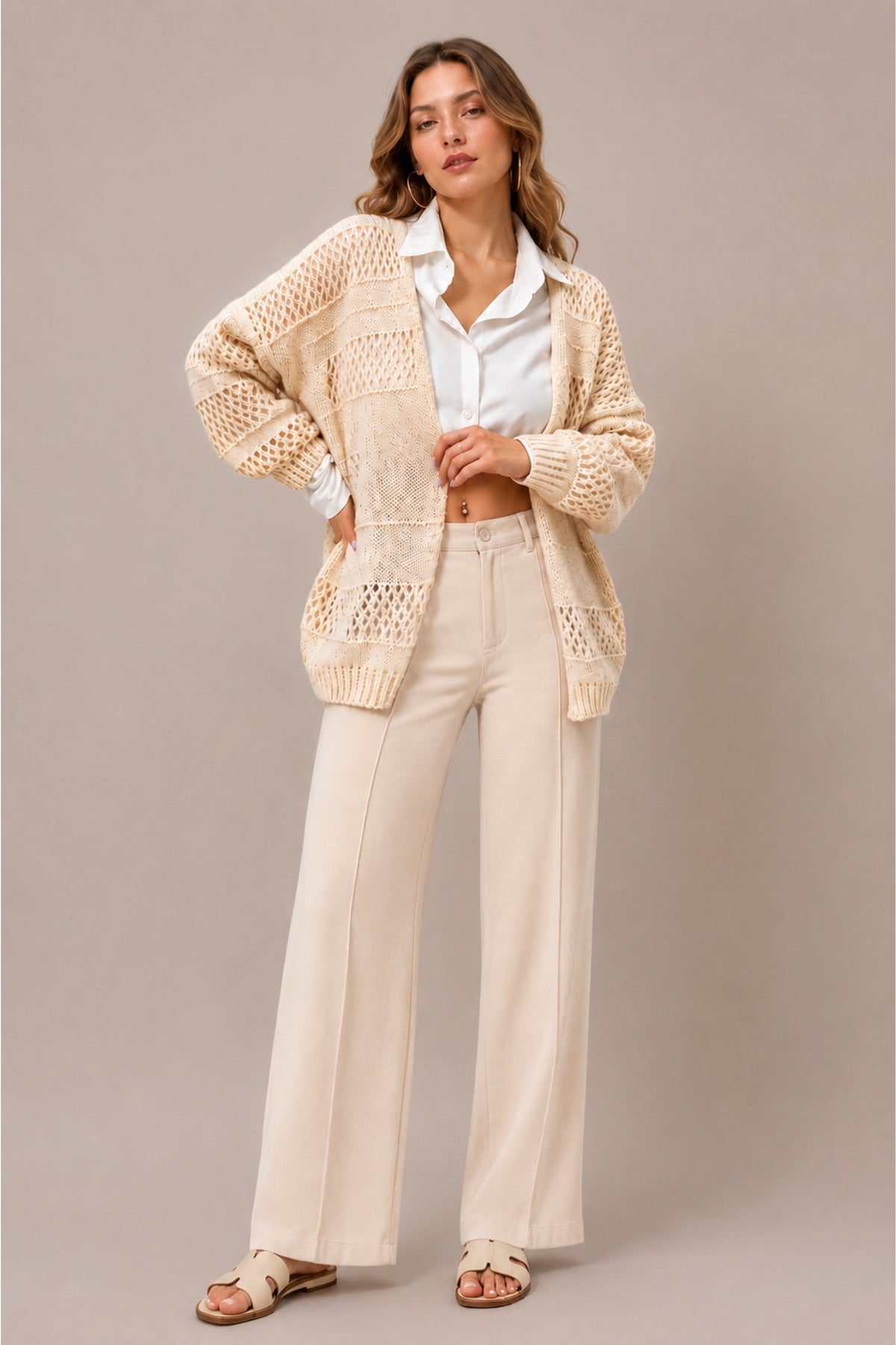 Open Knit Longline Cardigan Soft Oversized Layering Style