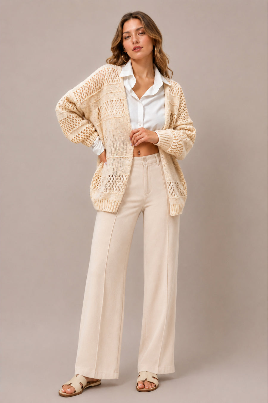 Open Knit Longline Cardigan Soft Oversized Layering Style