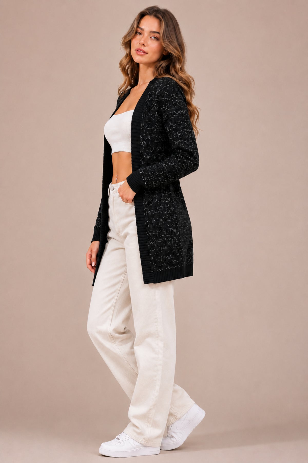 Open Front Longline Knitted Cardigan Relaxed Everyday Layer