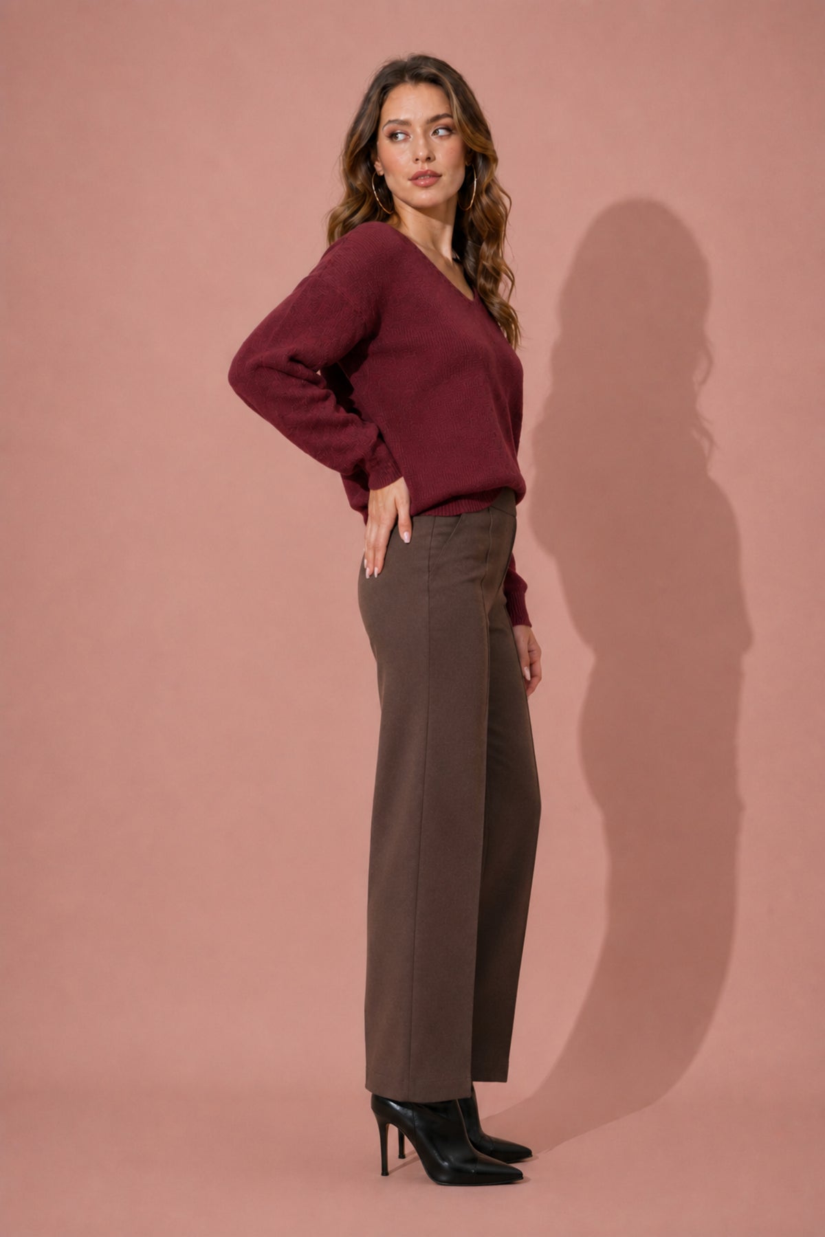 V Neck Fine Knit Jumper Soft Lightweight Winter Sweater Top