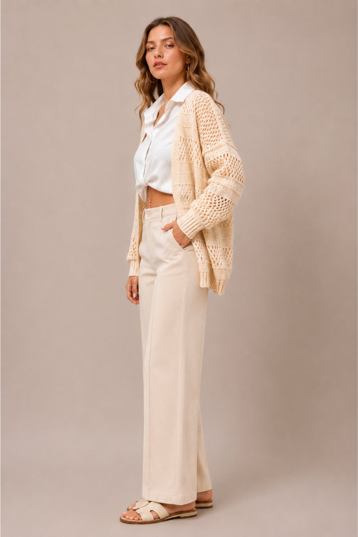 Open Knit Longline Cardigan Soft Oversized Layering Style