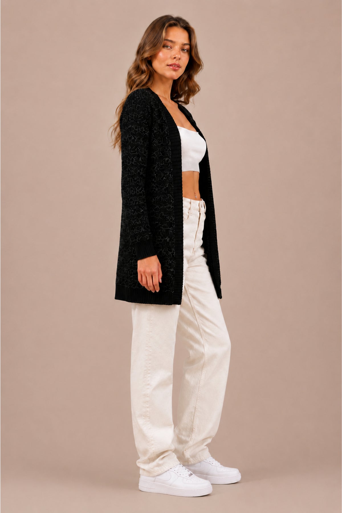 Open Front Longline Knitted Cardigan Relaxed Everyday Layer