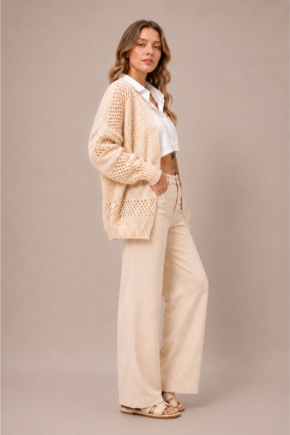 Open Knit Longline Cardigan Soft Oversized Layering Style