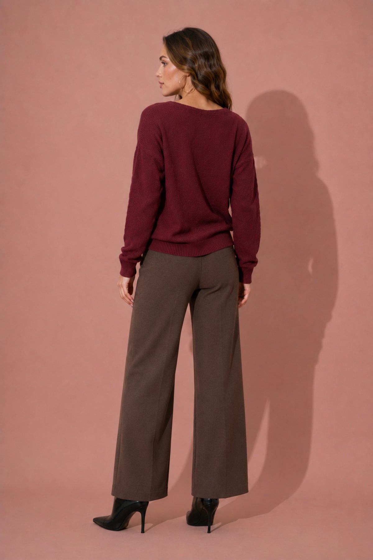 V Neck Fine Knit Jumper Soft Lightweight Winter Sweater Top
