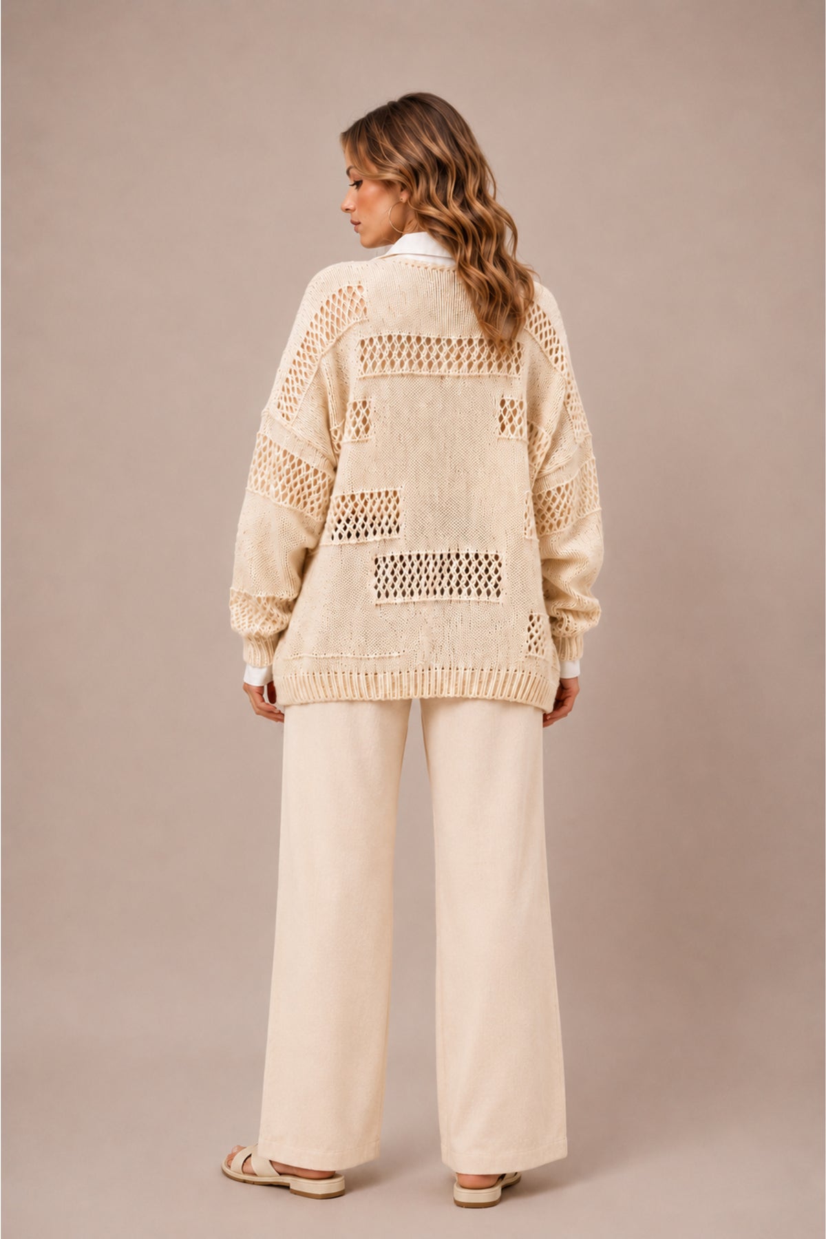 Open Knit Longline Cardigan Soft Oversized Layering Style