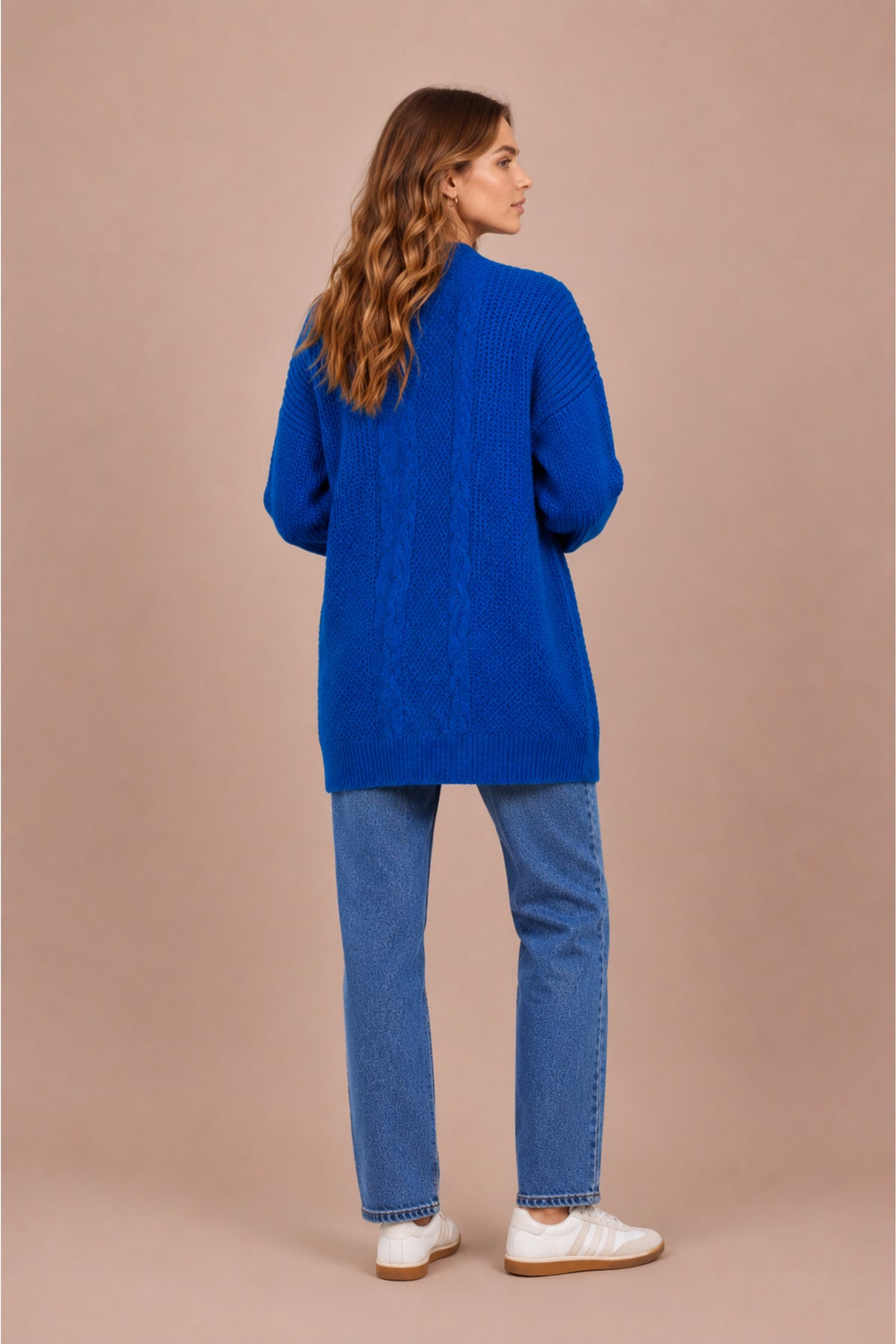Cable Knit Longline Open Front Cardigan Soft Knit Layering