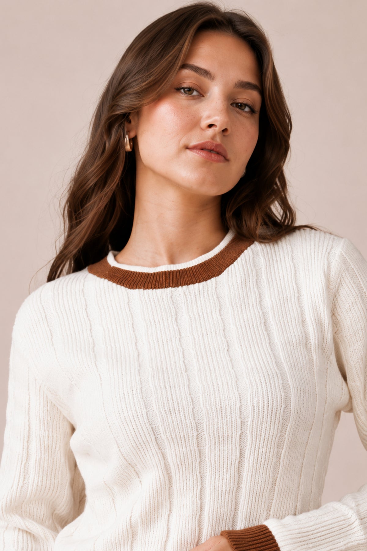 Ribbed Knit Crew Neck Jumper Soft Casual Winter Sweater Fit