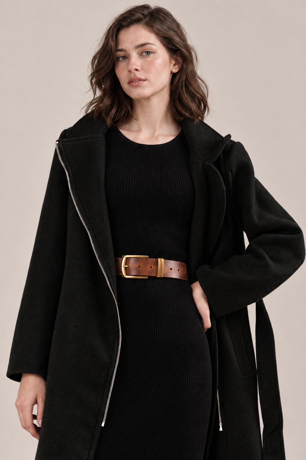 Ladies Belted Long Coat