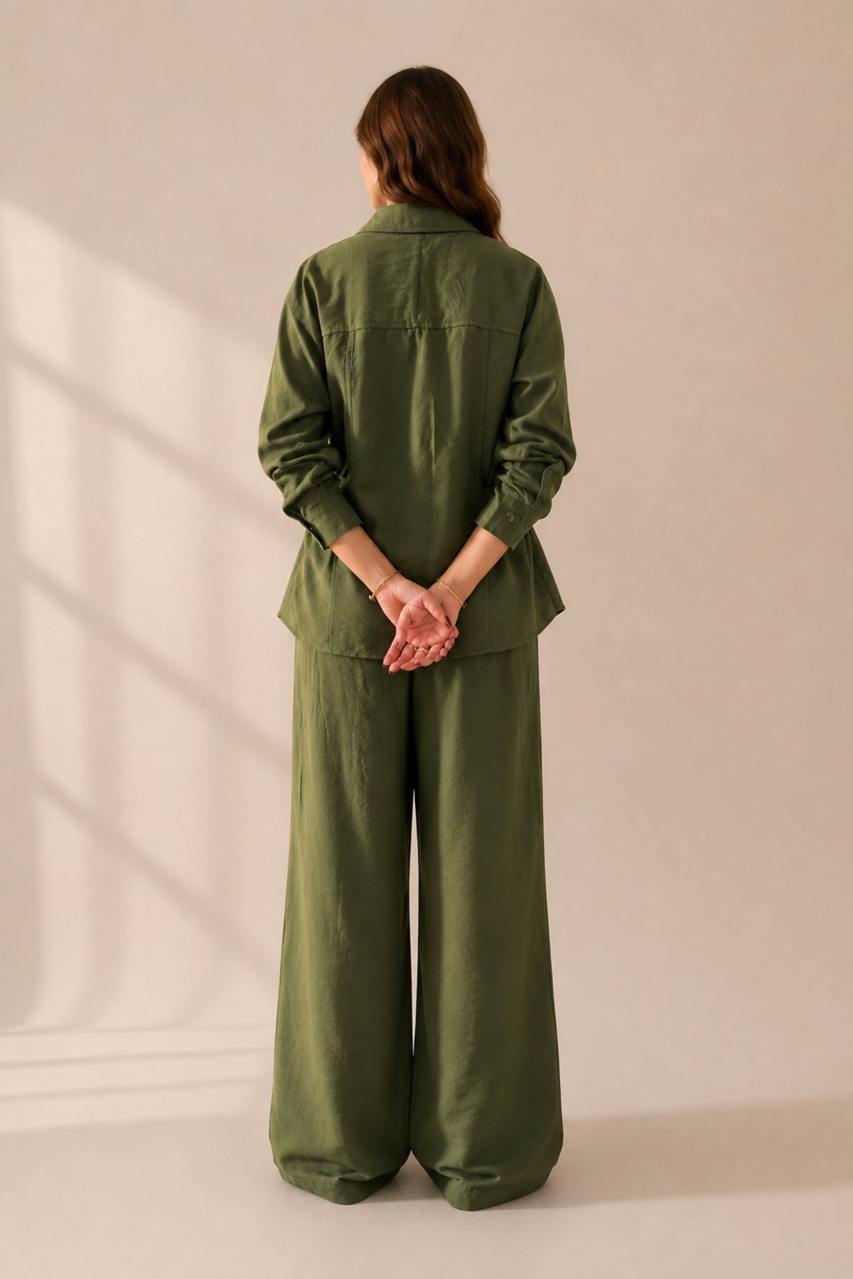 Elegant Co-Ord Set Long Sleeve Top and Wide Leg Trousers