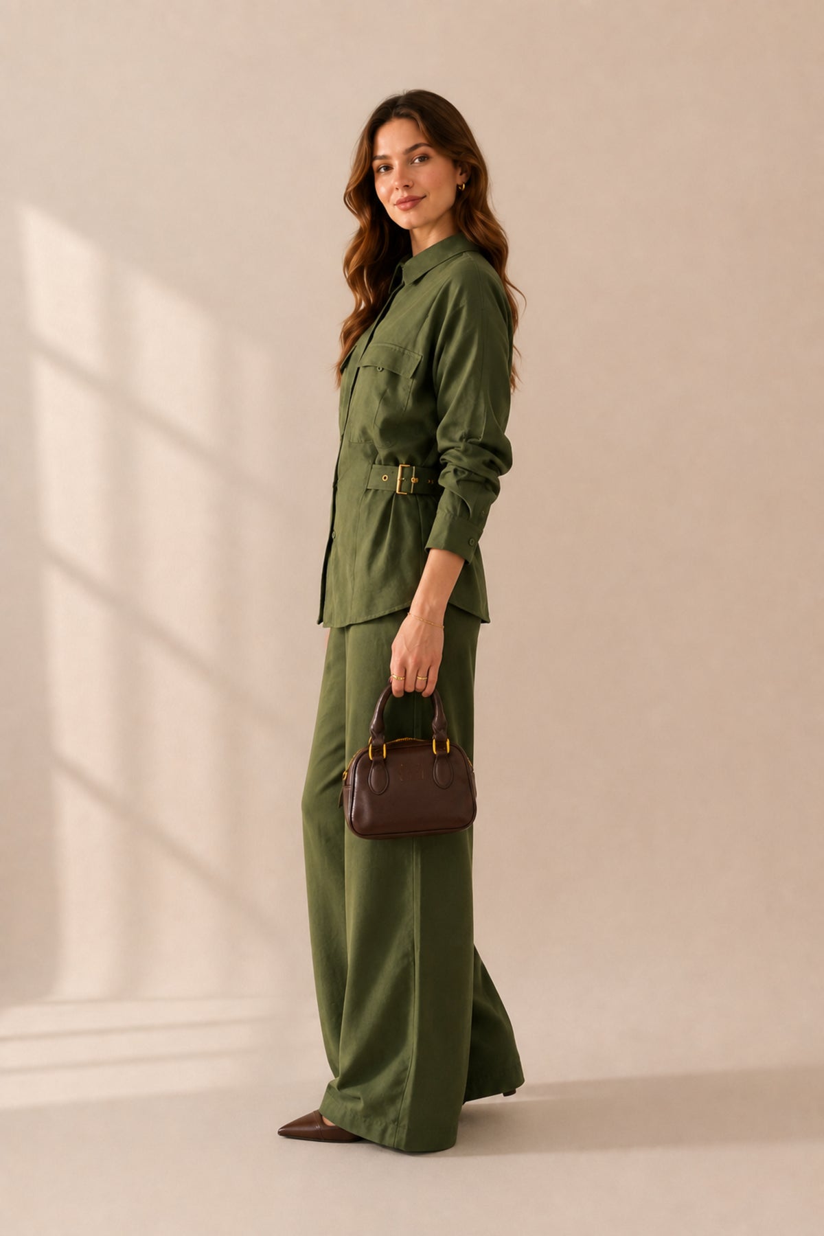 Elegant Co-Ord Set Long Sleeve Top and Wide Leg Trousers