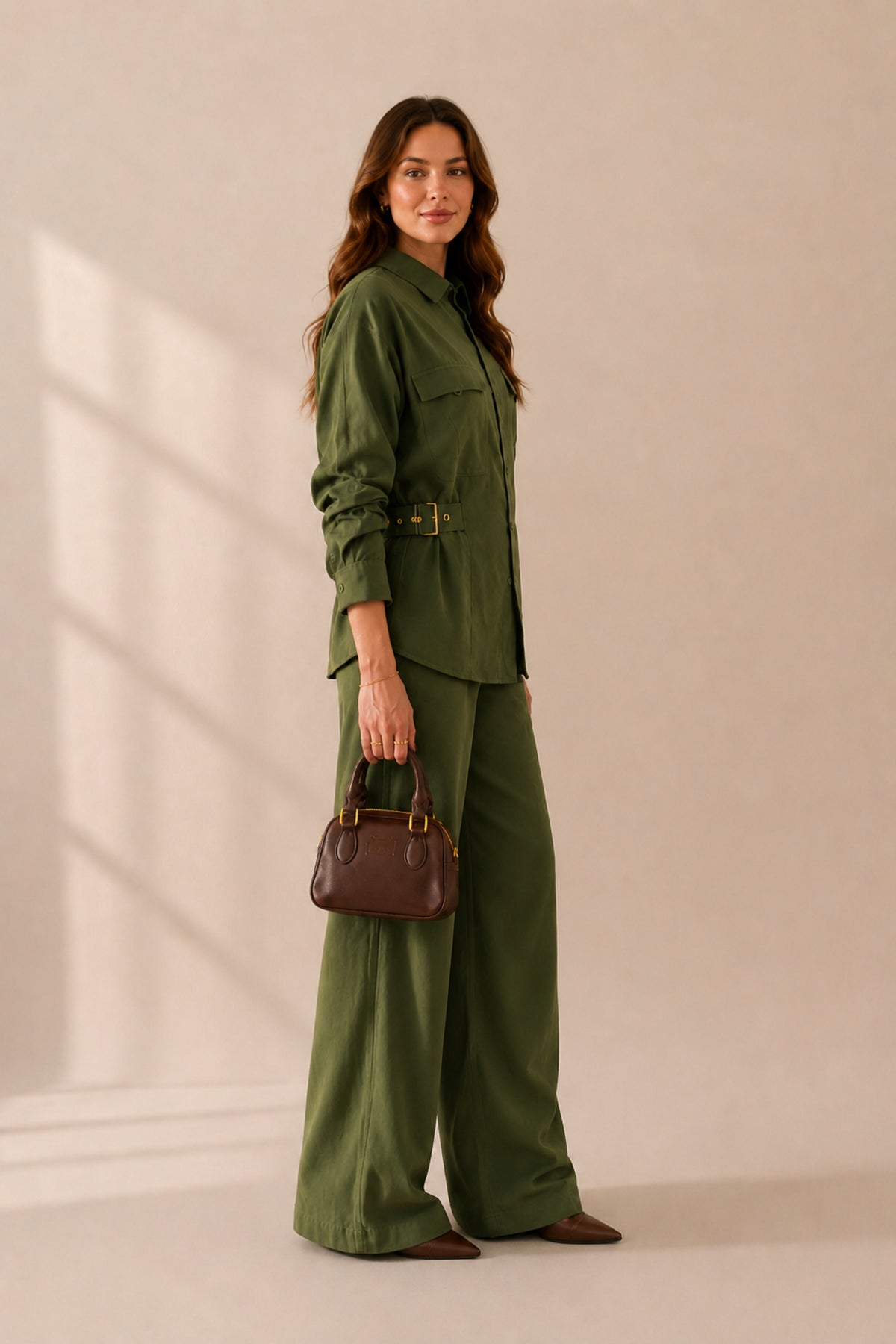 Elegant Co-Ord Set Long Sleeve Top and Wide Leg Trousers