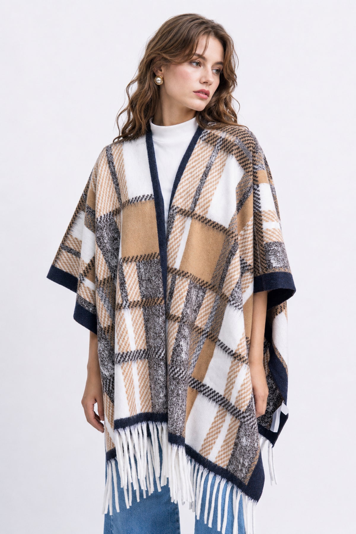 Ladies Contrast Cape Shawl