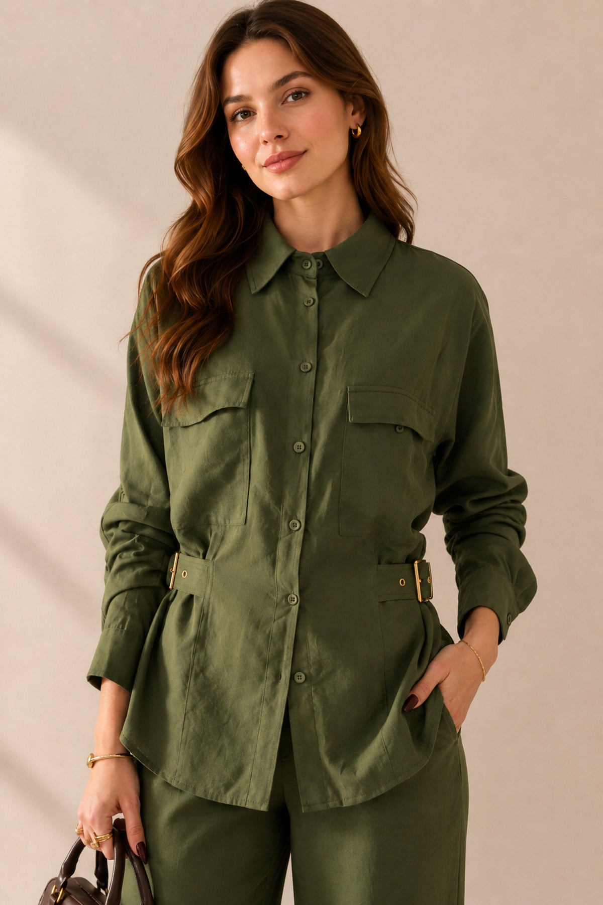 Elegant Co-Ord Set Long Sleeve Top and Wide Leg Trousers