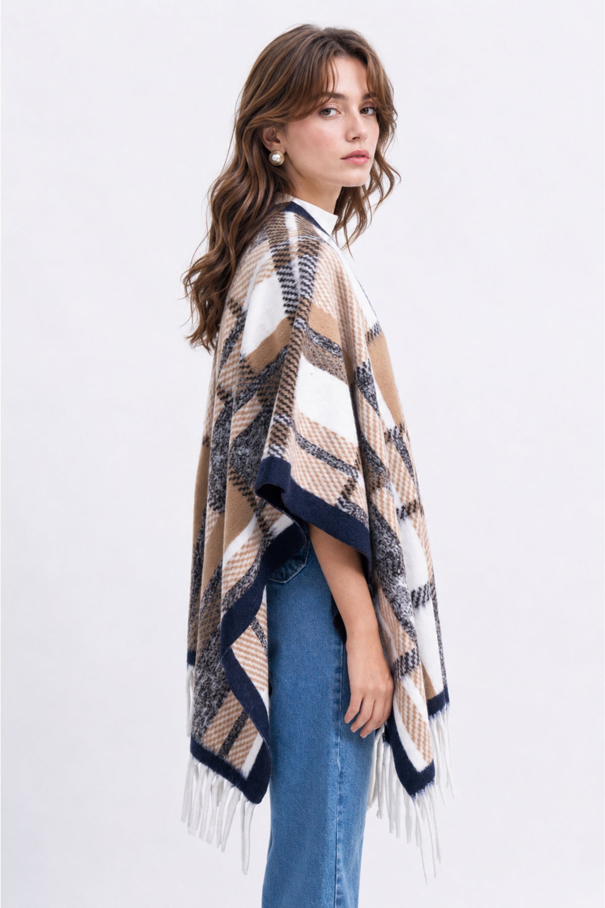 Ladies Contrast Cape Shawl