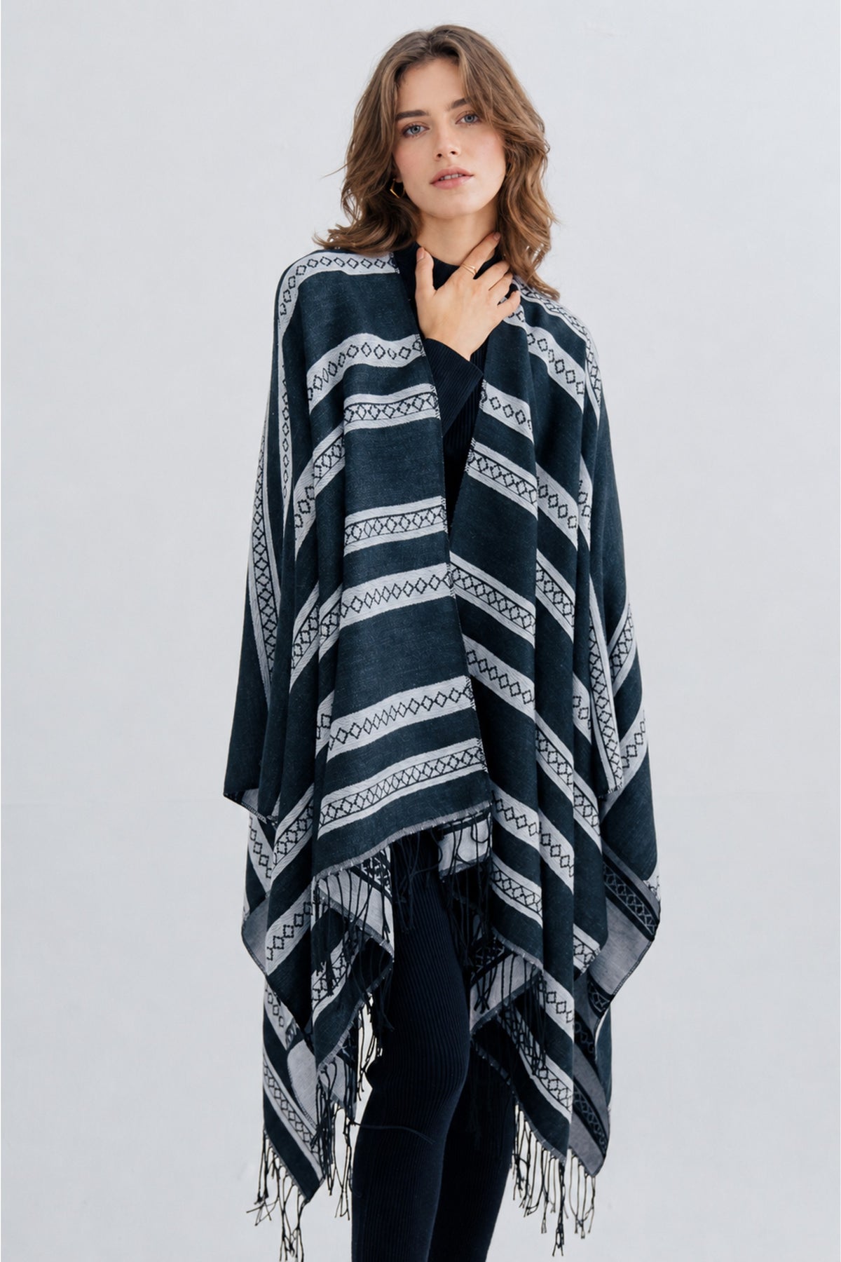 Ladies Striped Cape Shawl