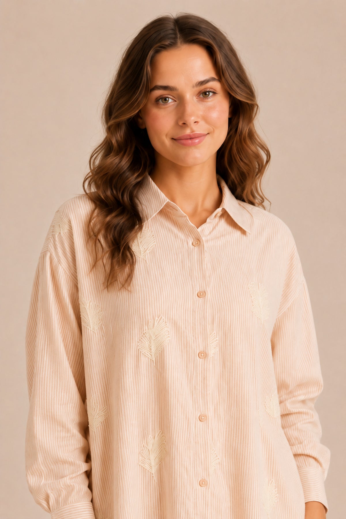 Embroidered Striped Shirt & Wide Leg Trouser Summer Co-ord Set