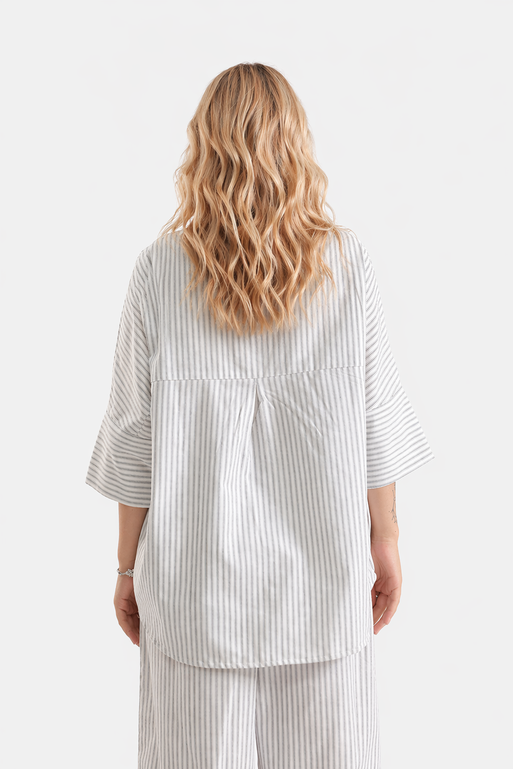 Stripe Cotton V-Neck Top & Wide Leg Trouser Co-ord