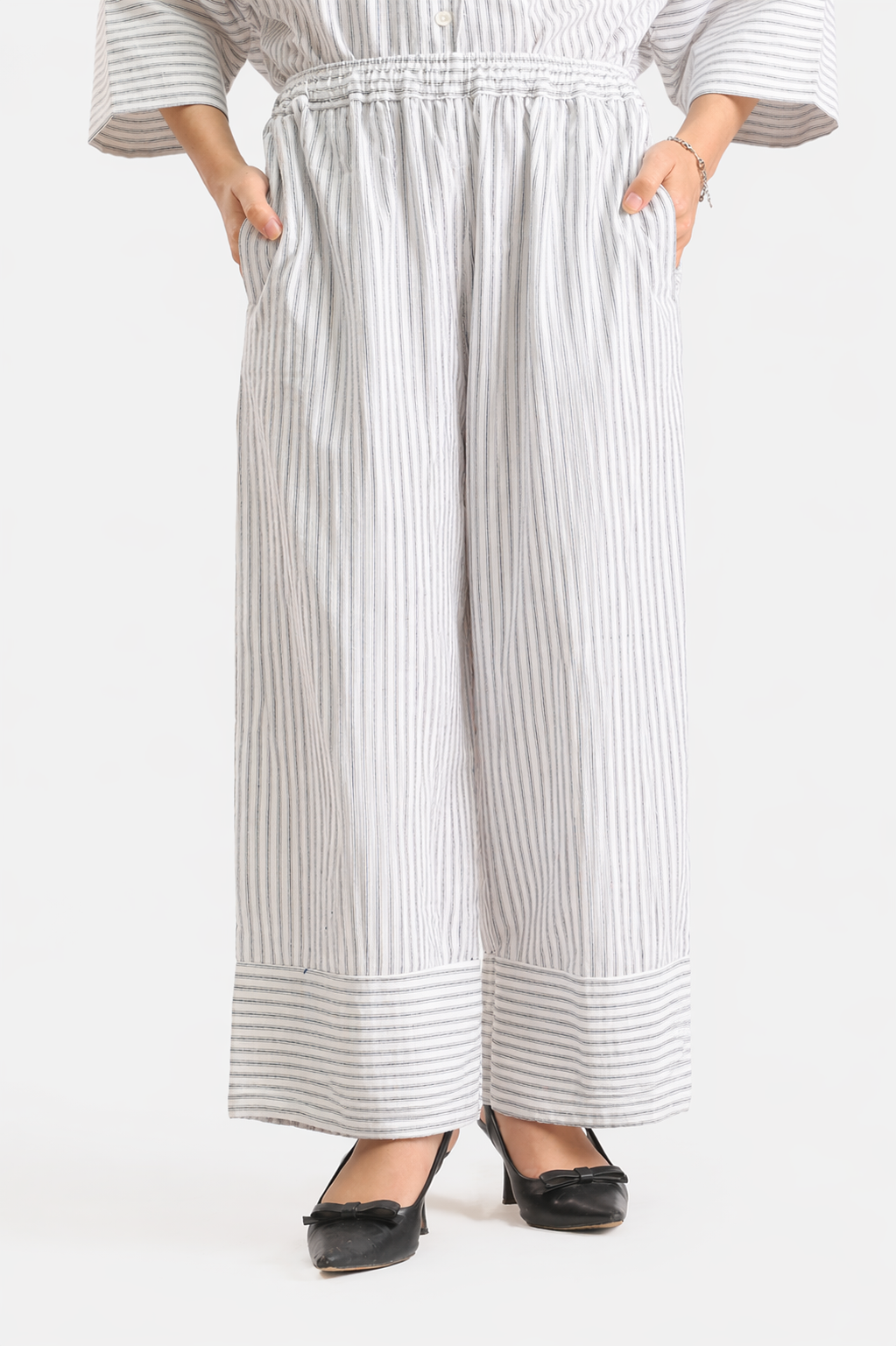 Stripe Cotton V-Neck Top & Wide Leg Trouser Co-ord