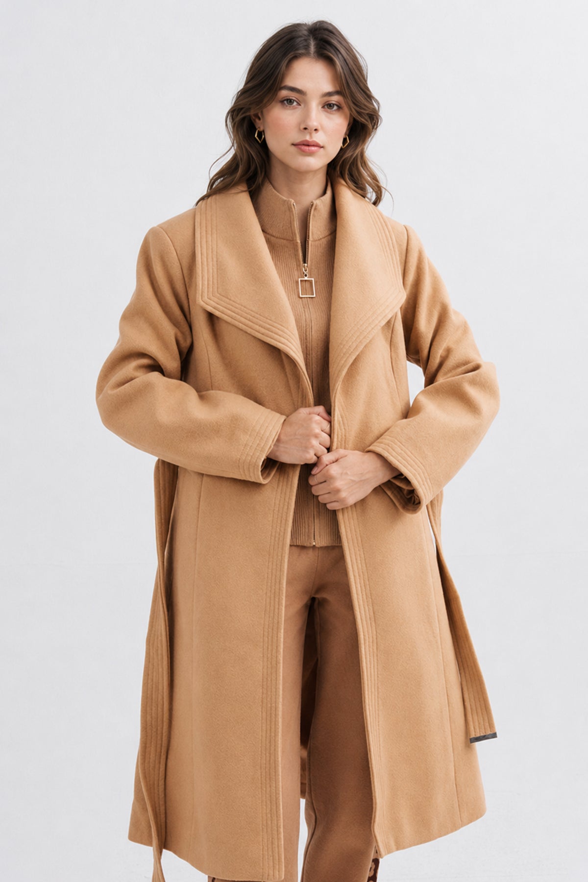 Ladies Belted Long Coat