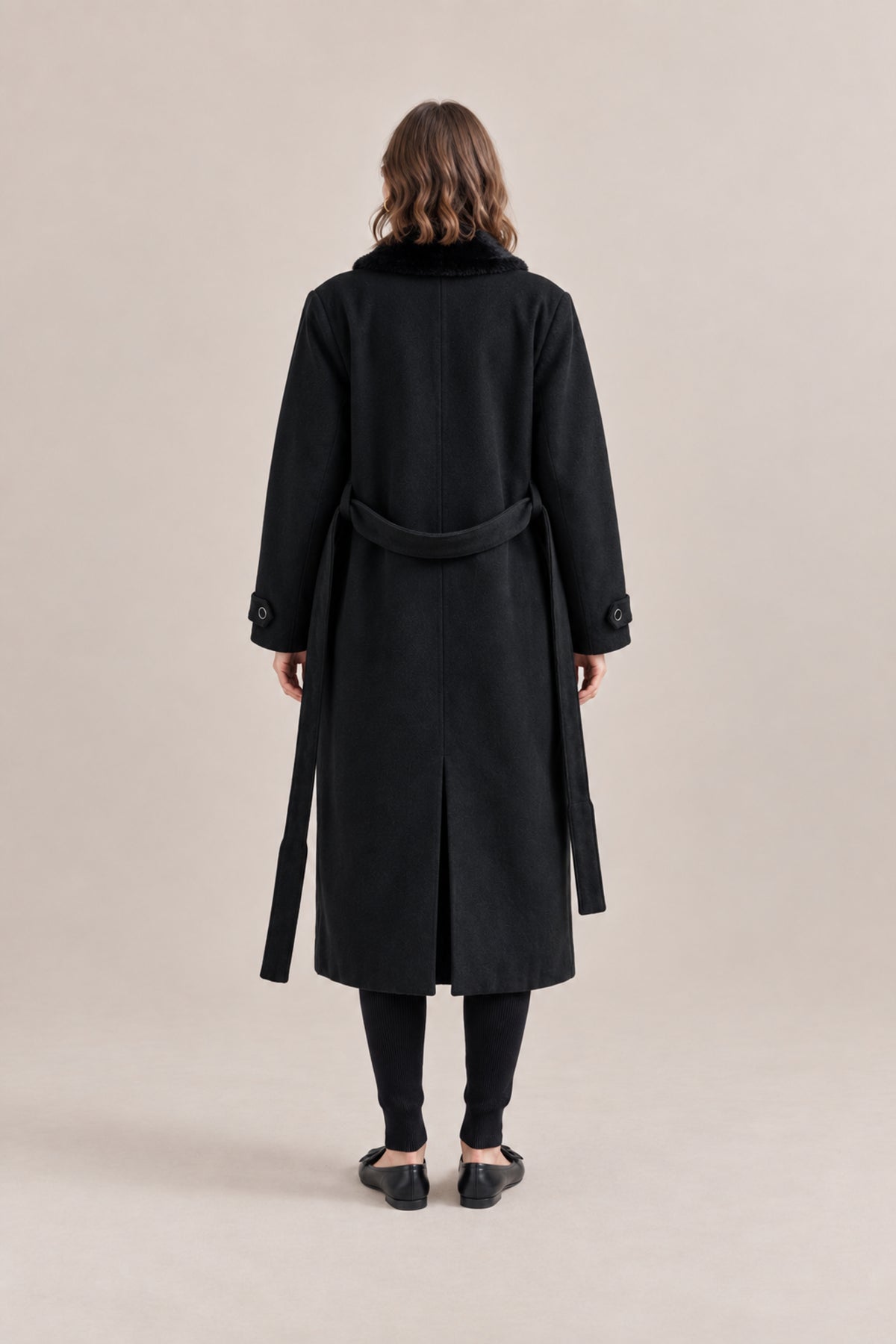 Ladies Fur Collar Long Coat