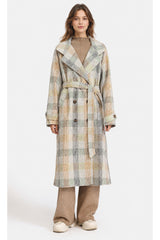 BELTED CHECKED COAT