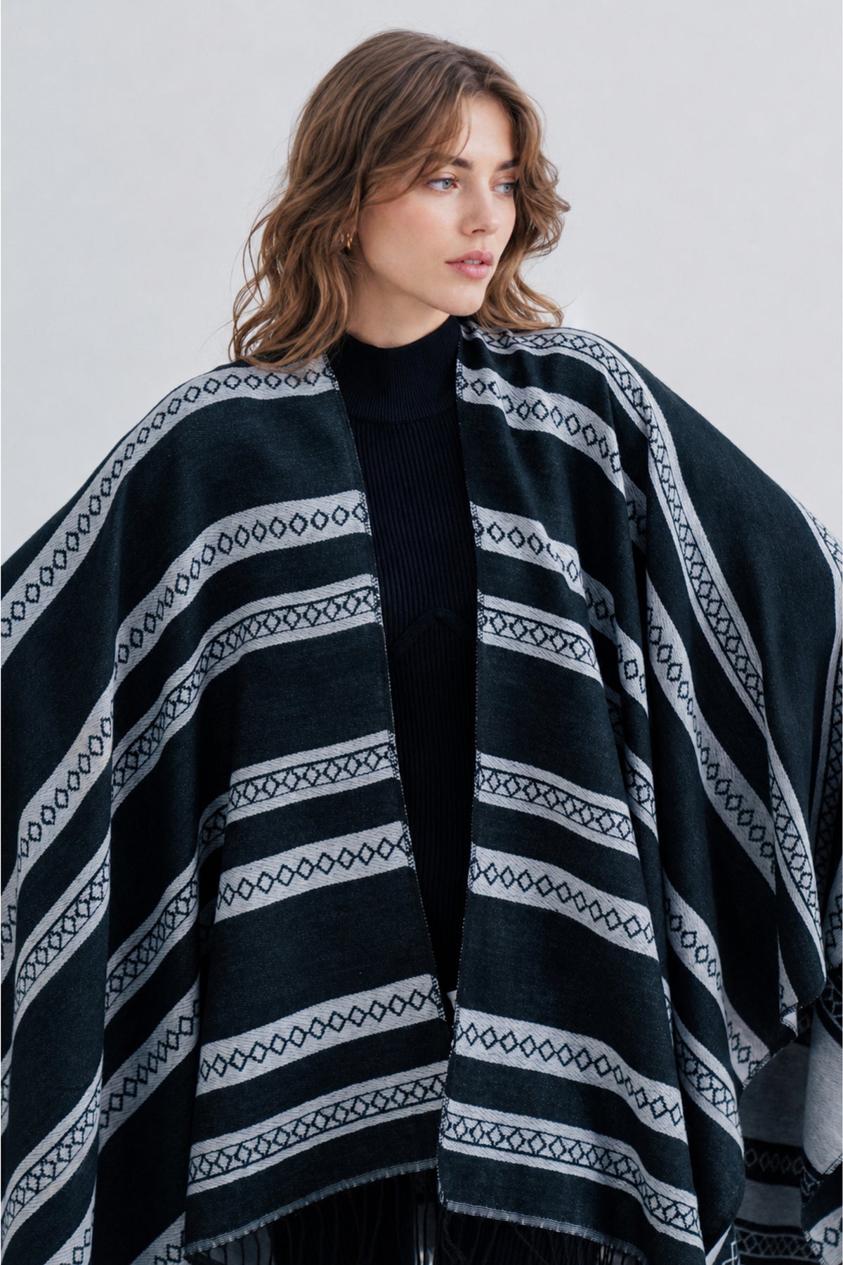 Ladies Striped Cape Shawl