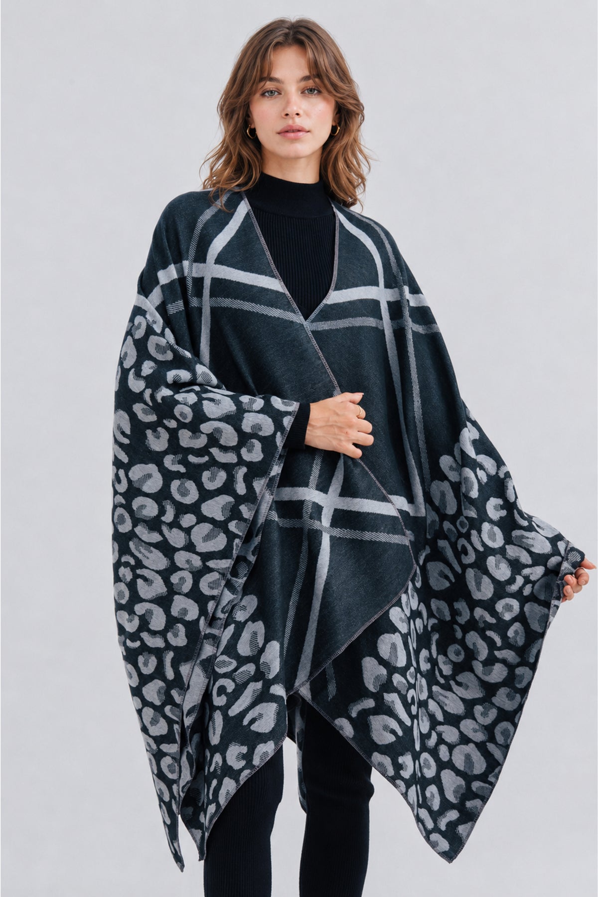 Ladies Floral Print Cape Shawl