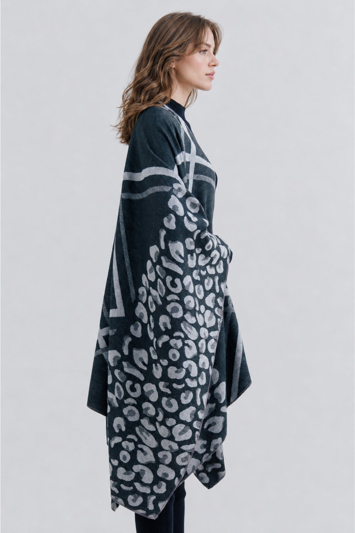 Ladies Floral Print Cape Shawl