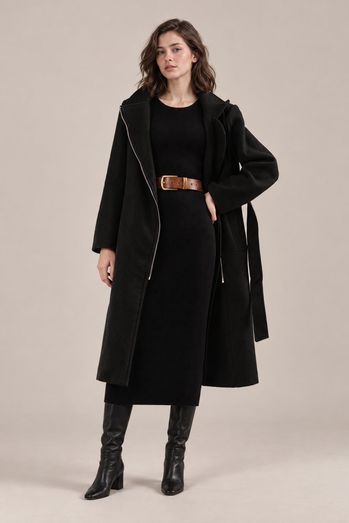Ladies Belted Long Coat