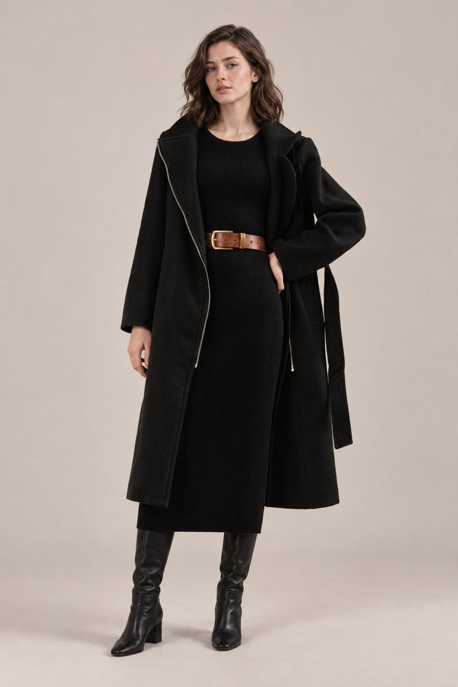 Ladies Belted Long Coat
