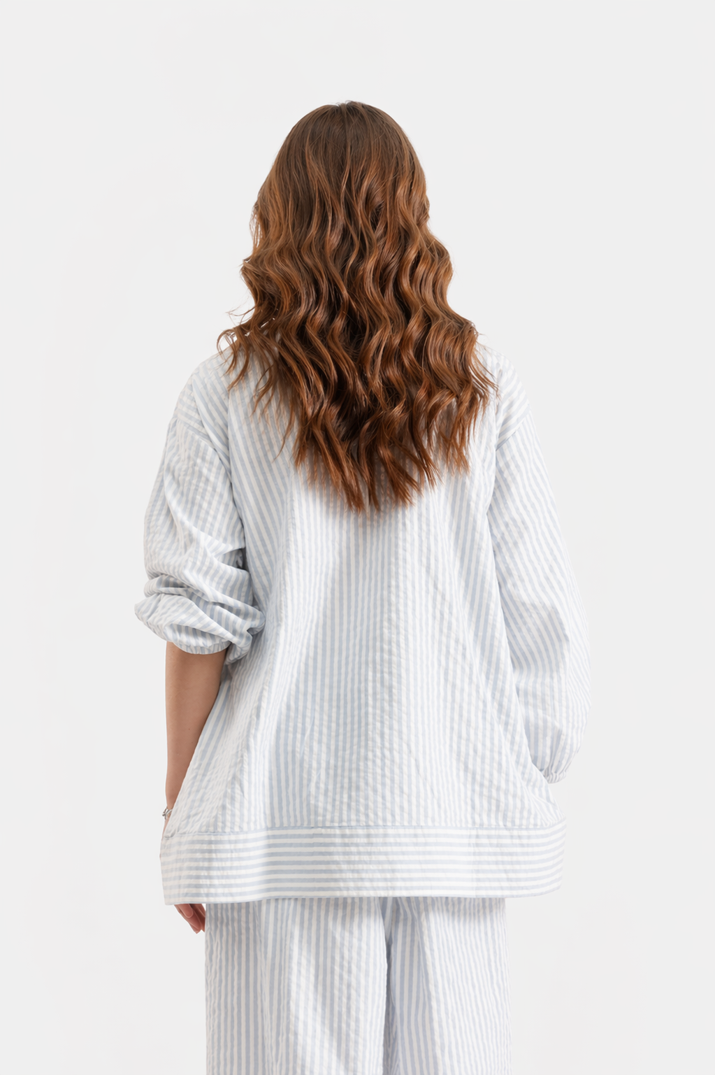Stripe Cotton Drop Shoulder Top And Wide Leg Trouser Co-Ord