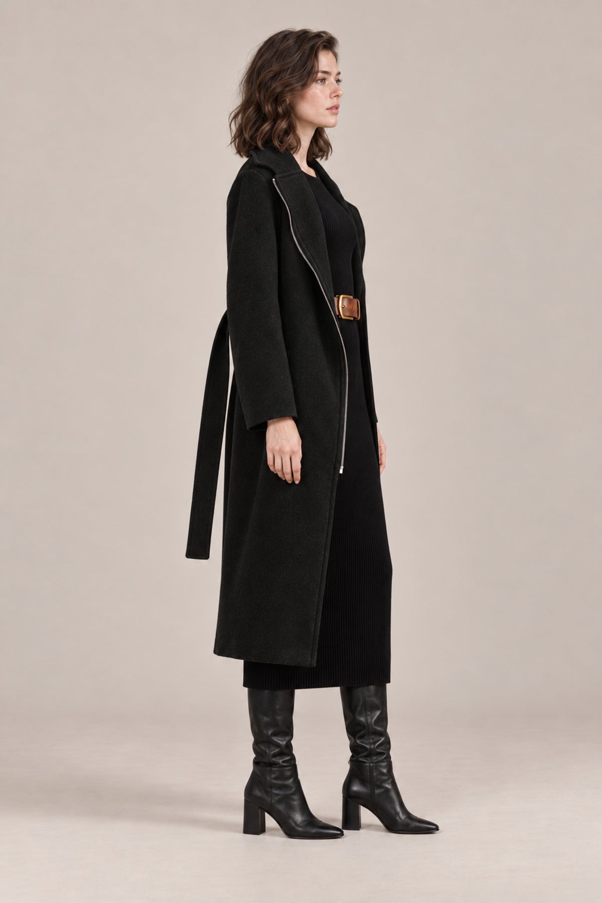 Ladies Belted Long Coat