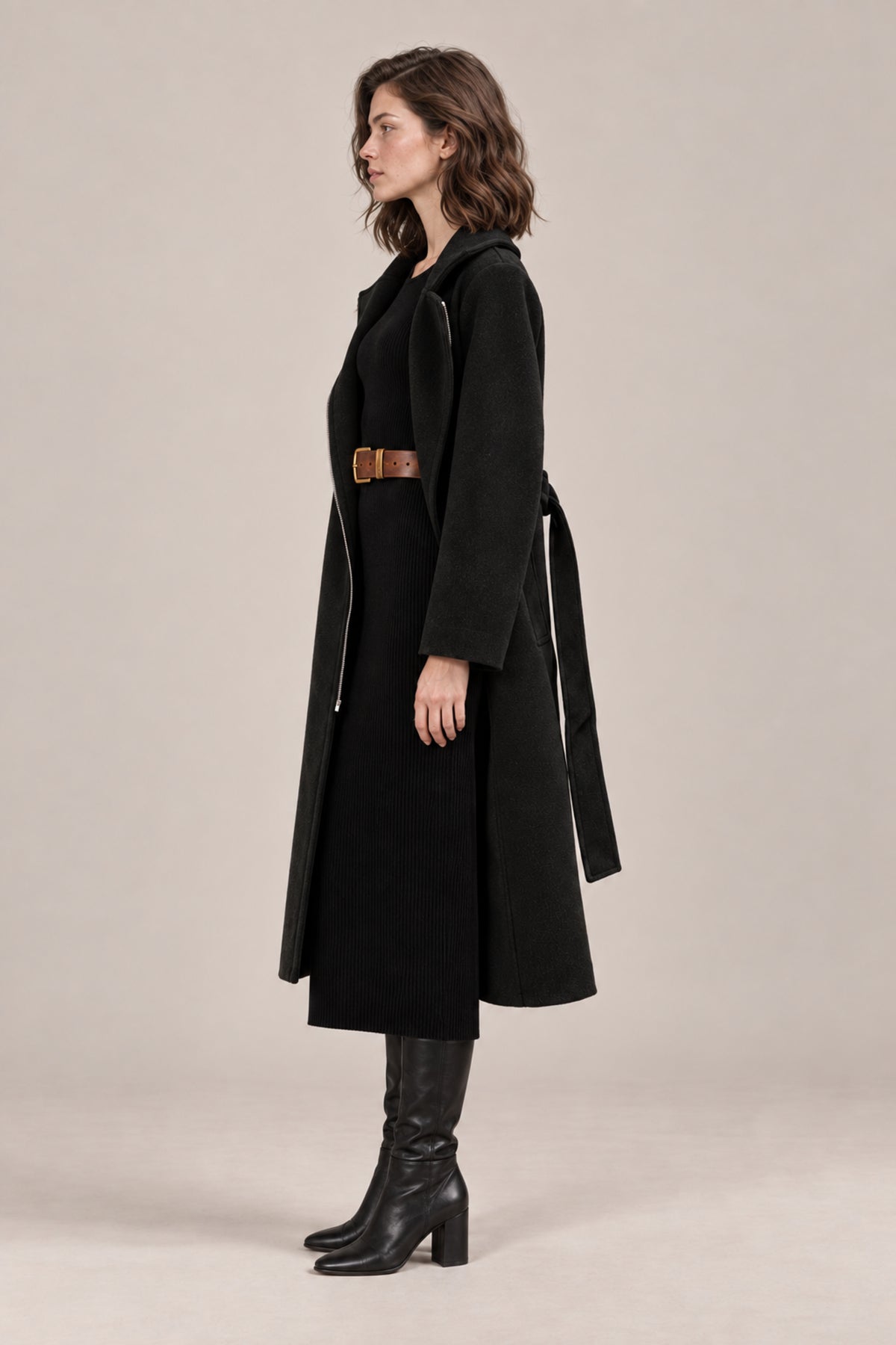 Ladies Belted Long Coat